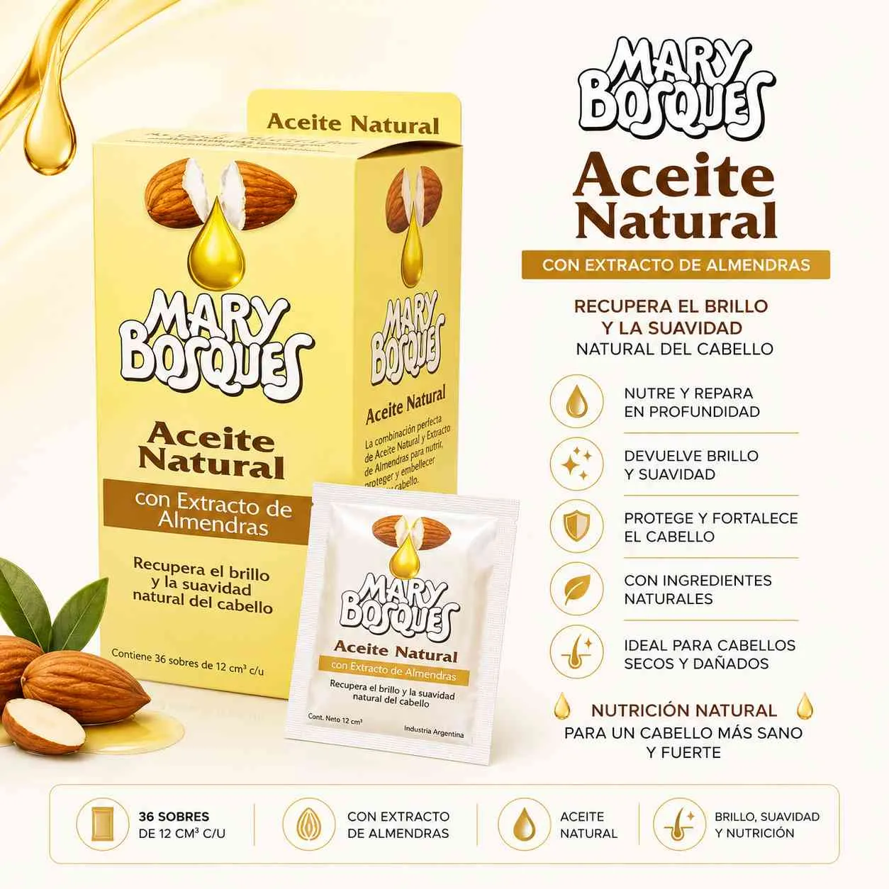 Aceite de almendras mary bosques sobre 10ml en caja de 36 u - Imagen 2