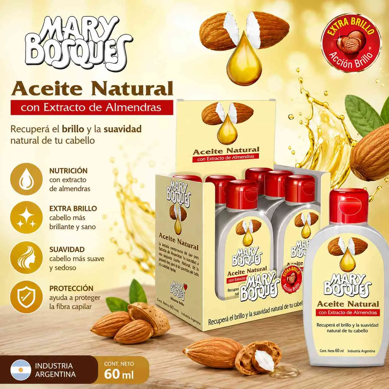 Aceite natural con extracto de almendras frasco 60 ml placa_1