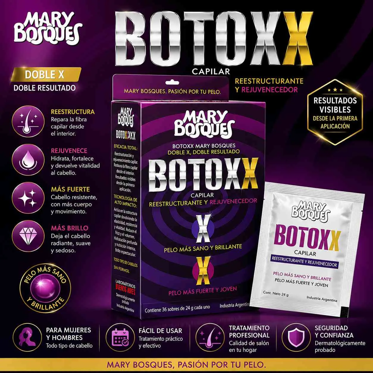 Botoxx capilar reestructurante y rejuvenecedor sobre x 20 g placa