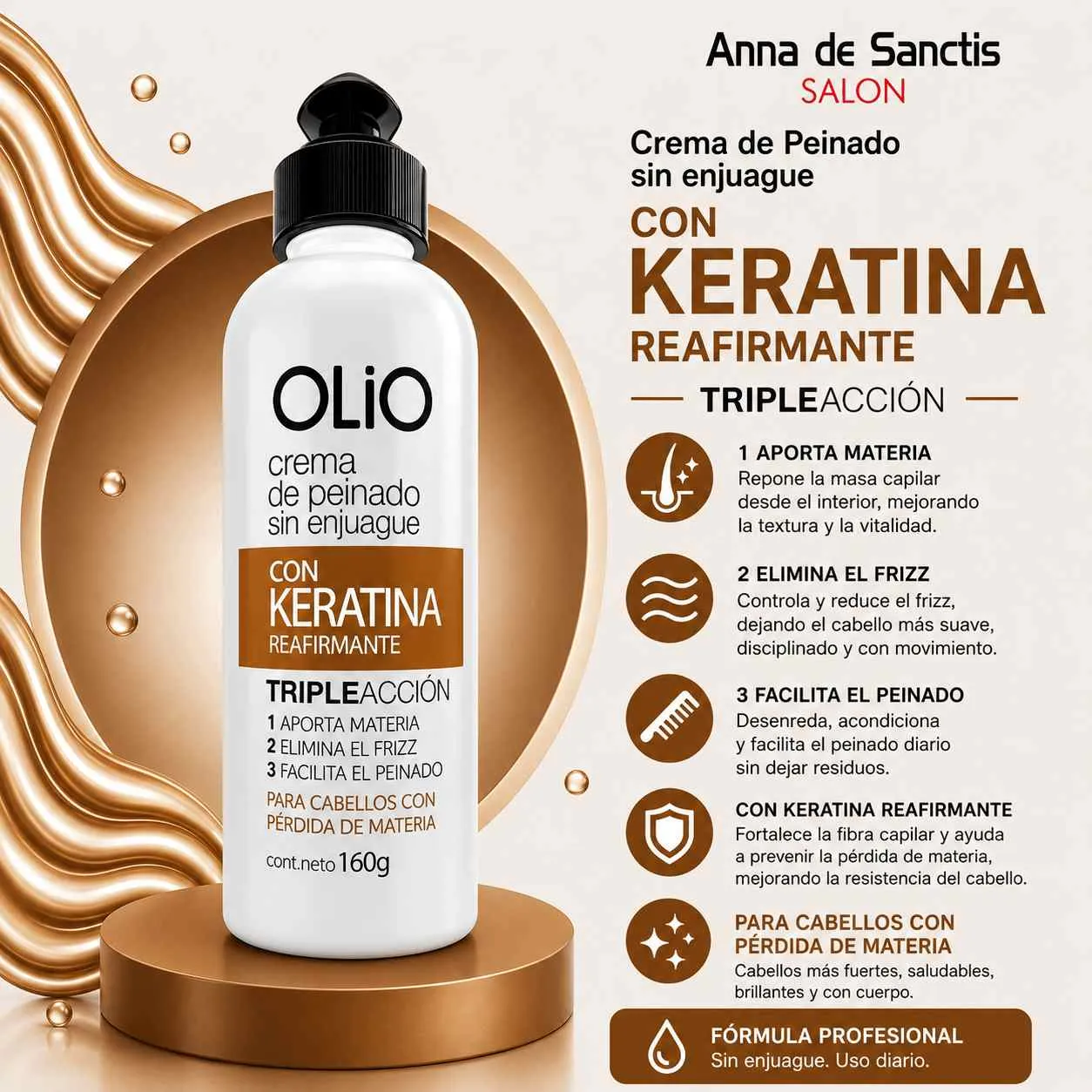 Crema de peinar Olio con Keratina placa